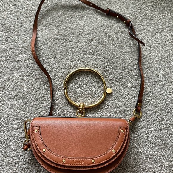 Chloe Tan Crossbody Bag with Gold Accents - Picture 2 of 10